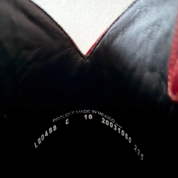 Lane LEXINGTON Womens Cowboy Boots 10 Red Western Cowgirl Mid Calf Pointed Toe - Picture 9 of 11